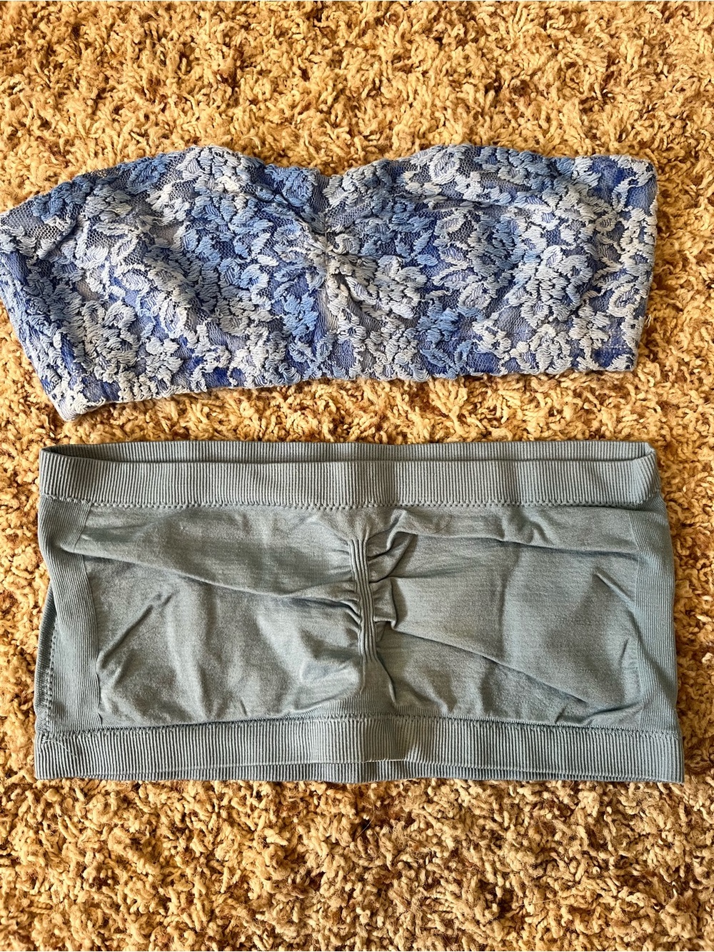Wet Seal Blue Lace Bandeau & Gray Seamless Tube Top Set